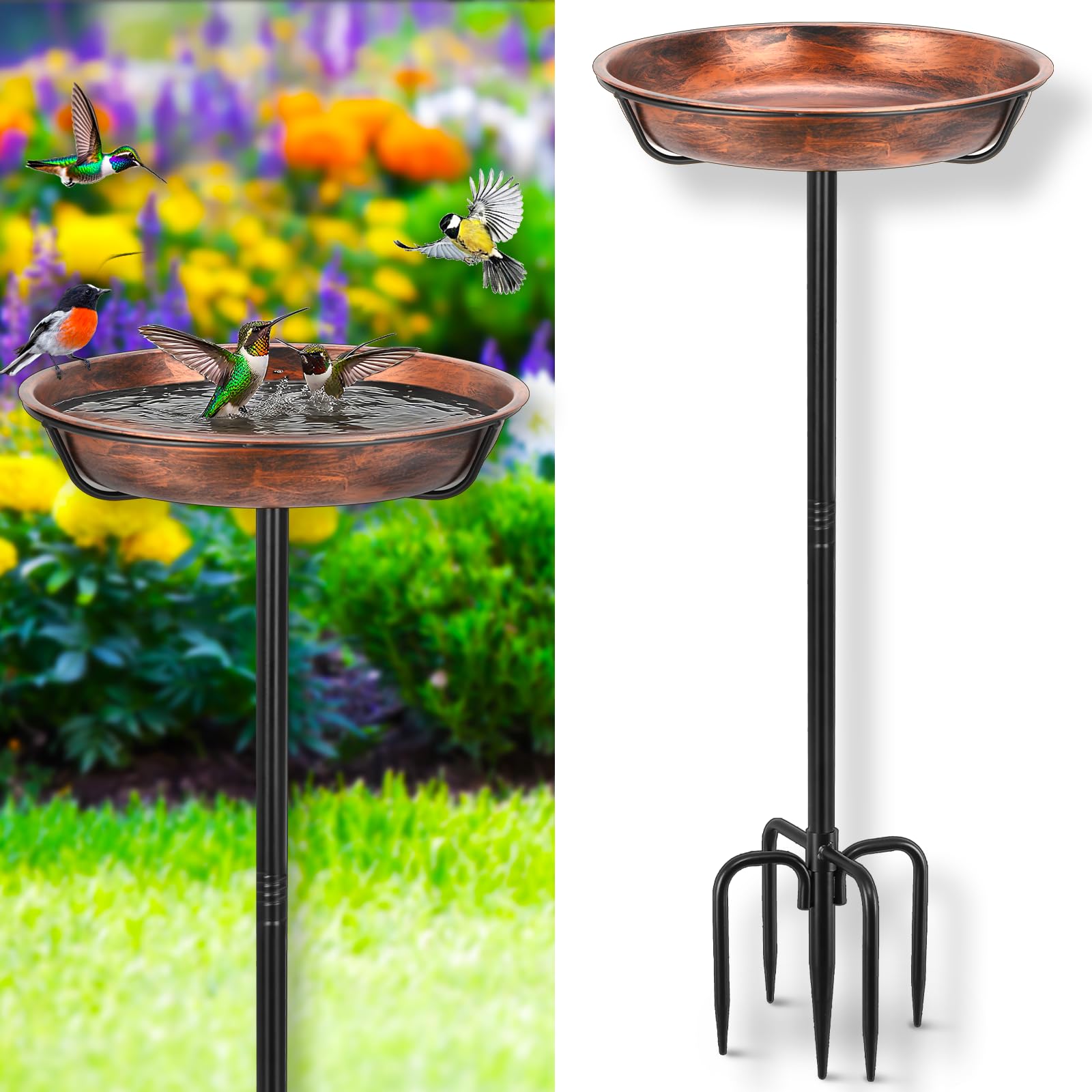 Gtongoko metal bird bath for outdoors with heavy-duty design and weather-ready finish.