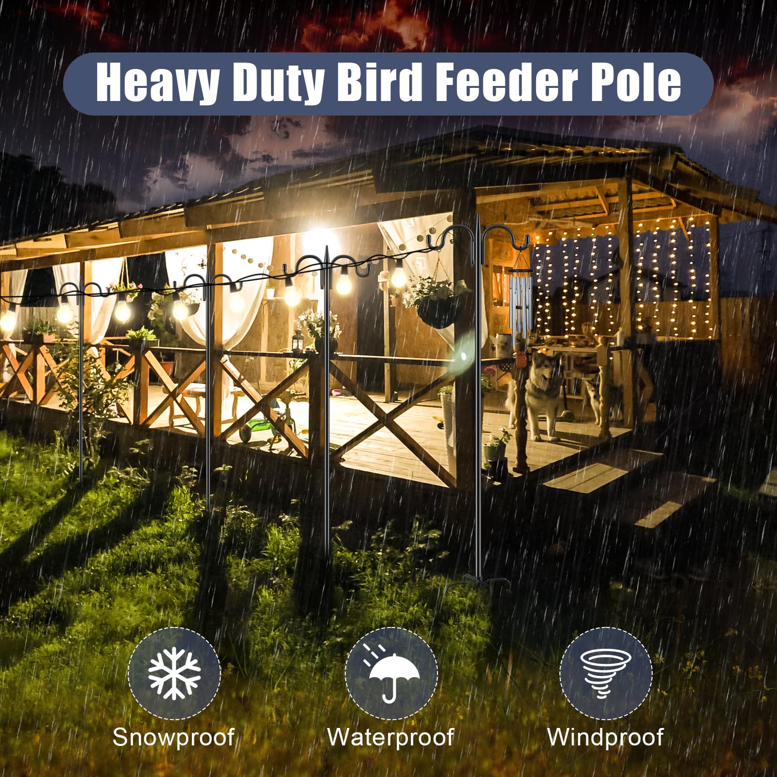 Gtongoko multi-purpose stand supports bird feeders, plants, lights, and decor.