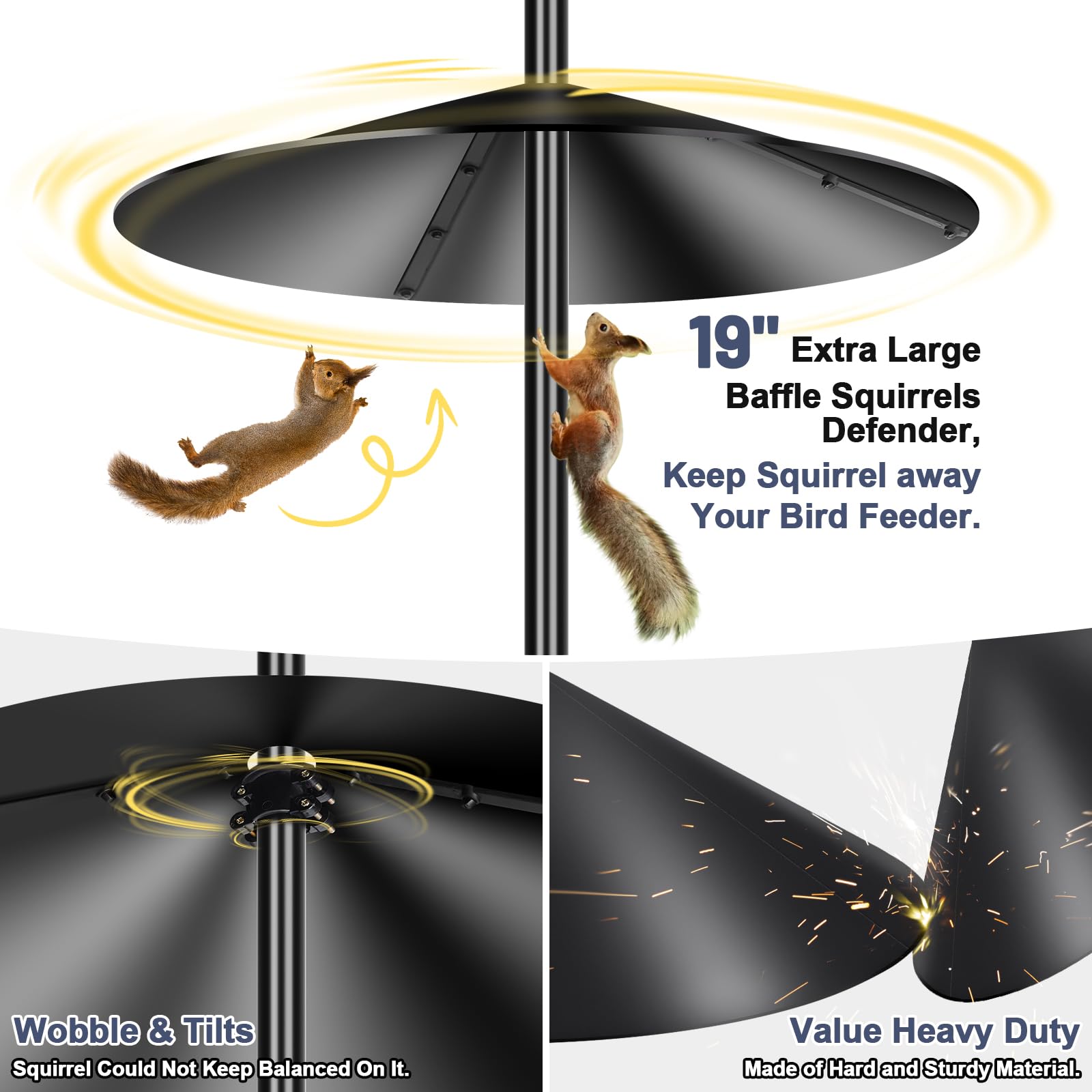 Gtongoko multi-use pole supports bird feeders, planters, wind chimes, and lights.