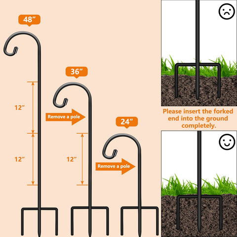 Gtongoko outdoor shepherds hook assembly demonstrates easy setup and tool-free installation.
