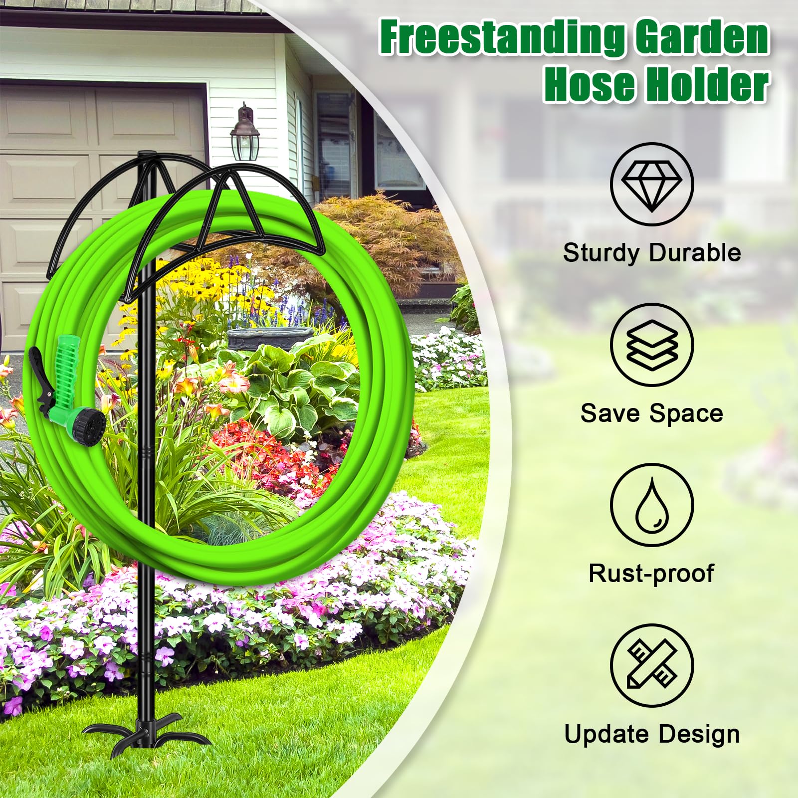 Gtongoko black outdoor hose holder fits rugged weather conditions.