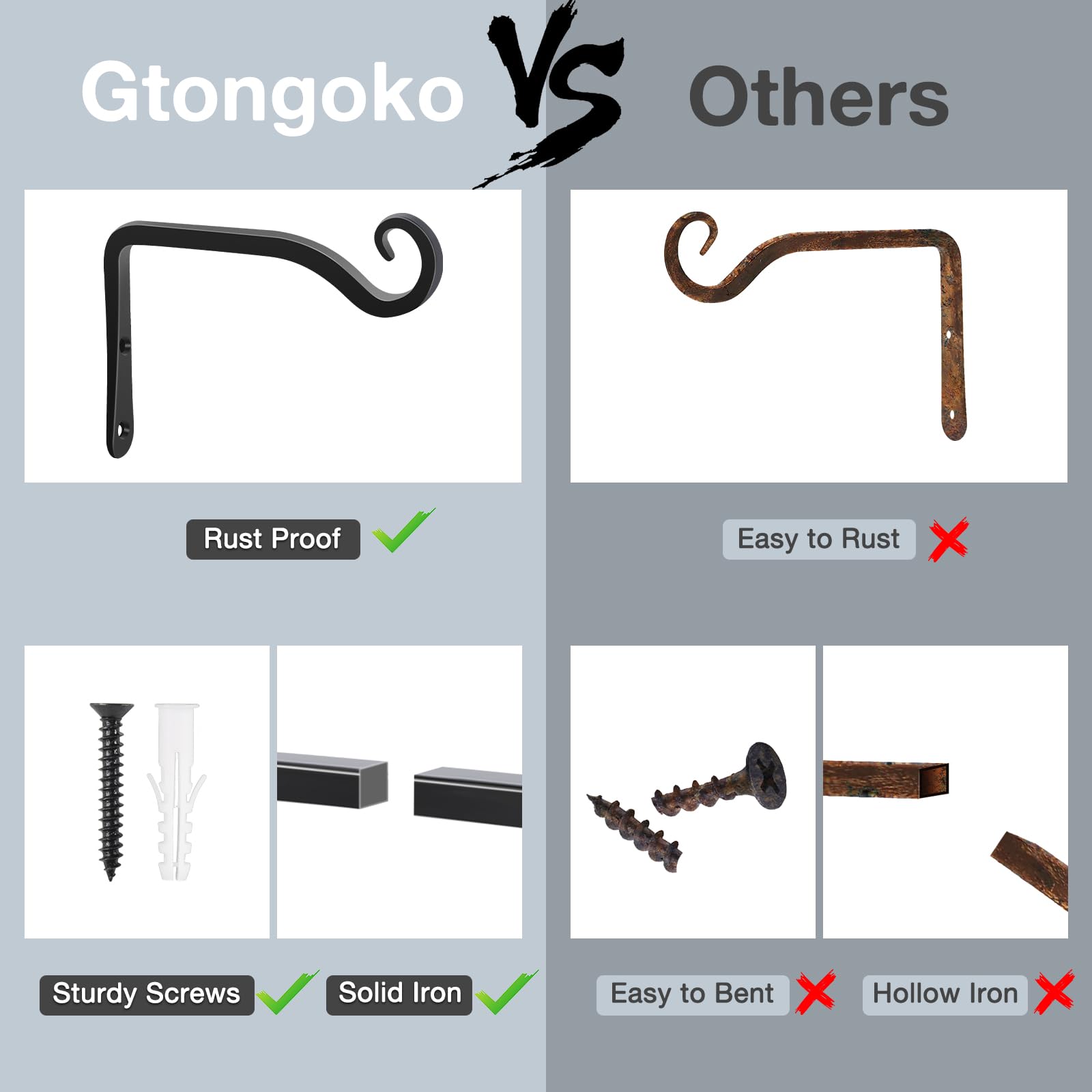Gtongoko plant hook ideal for lanterns, bird feeders, and wind chimes.