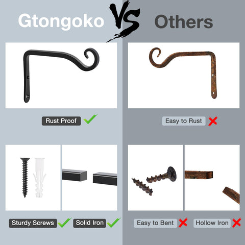 Gtongoko plant hook ideal for lanterns, bird feeders, and wind chimes.