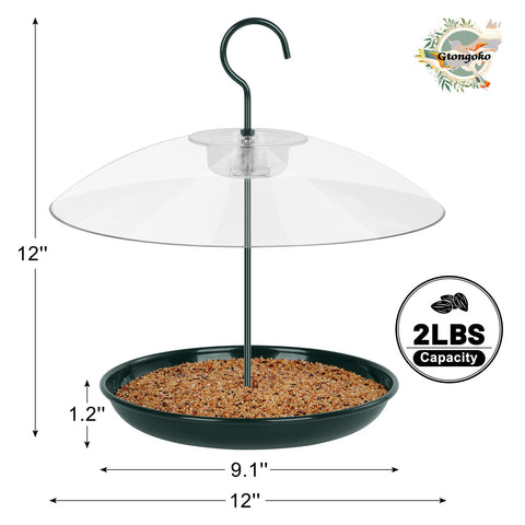 Gtongoko feeder with squirrel-resistant tray to keep seeds safe outdoors