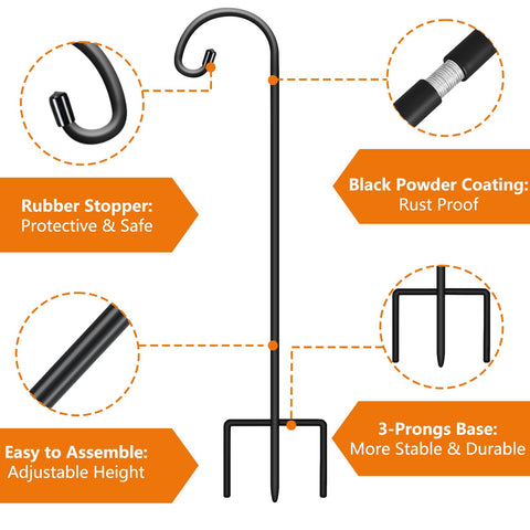 Gtongoko shepherd hooks three-prong base - enhances stability for heavier decorations.