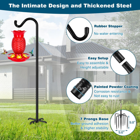 Gtongoko Shepherds Hook shows 3/4-inch diameter iron construction for strong support.