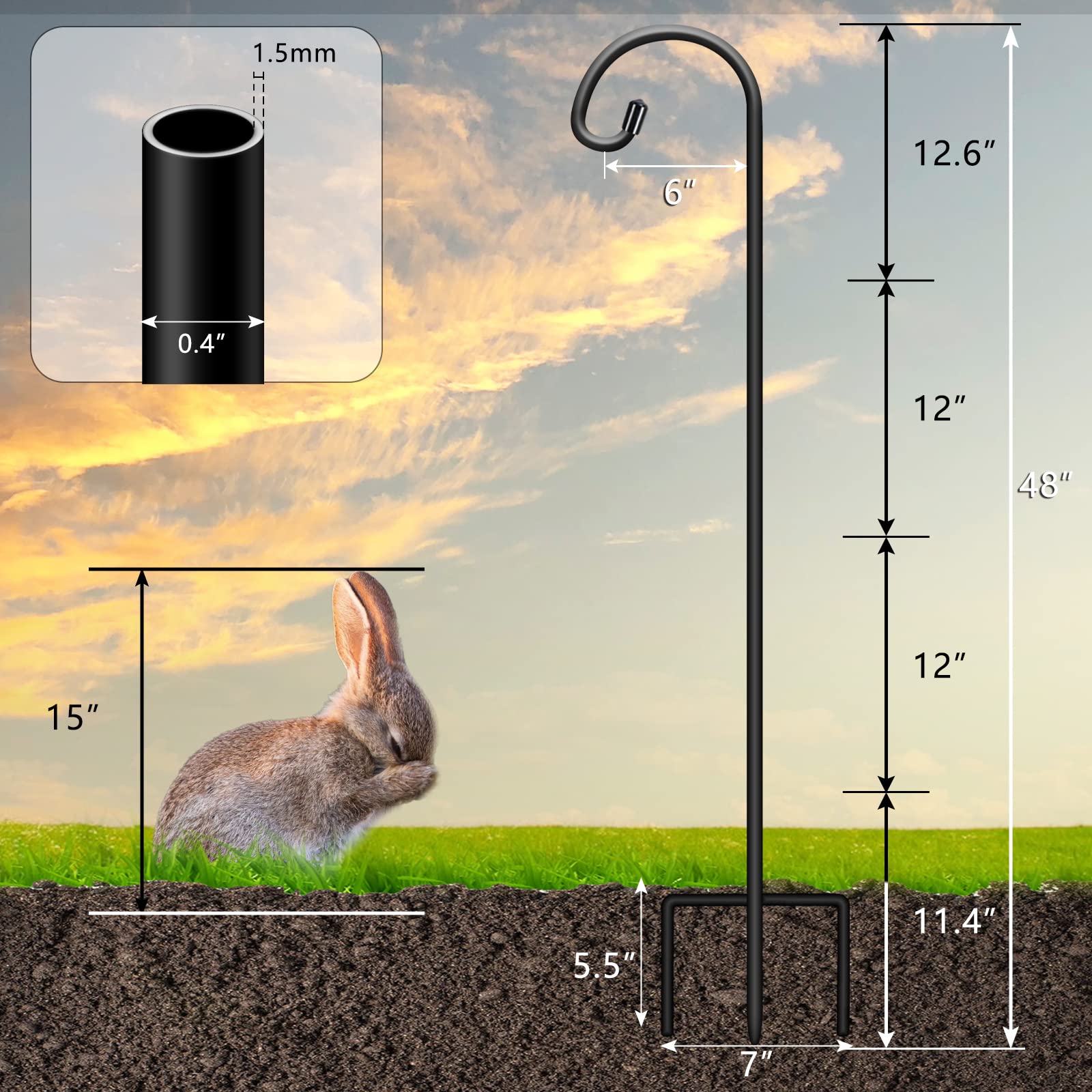 Gtongoko shepherds hook 3-prongs base enhances balance for bird feeders.