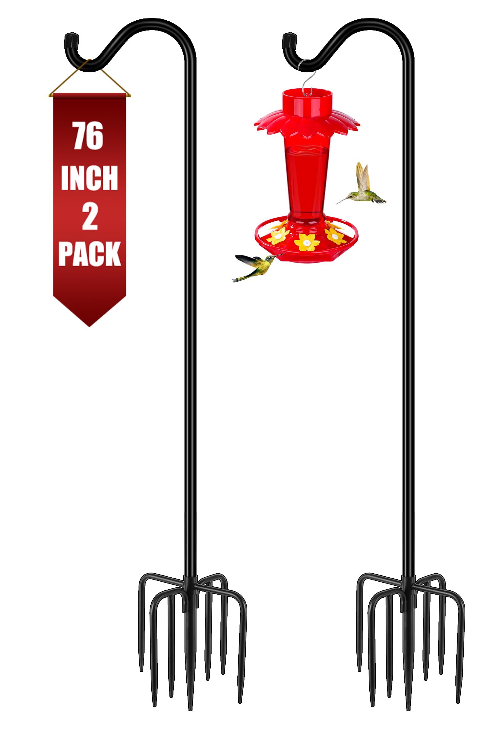 Gtongoko shepherds hook shows 7 base prongs for stable garden hanging