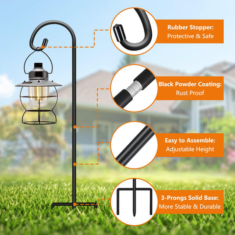 Gtongoko shepherds hook stable design supports multiple decorations without tipping.