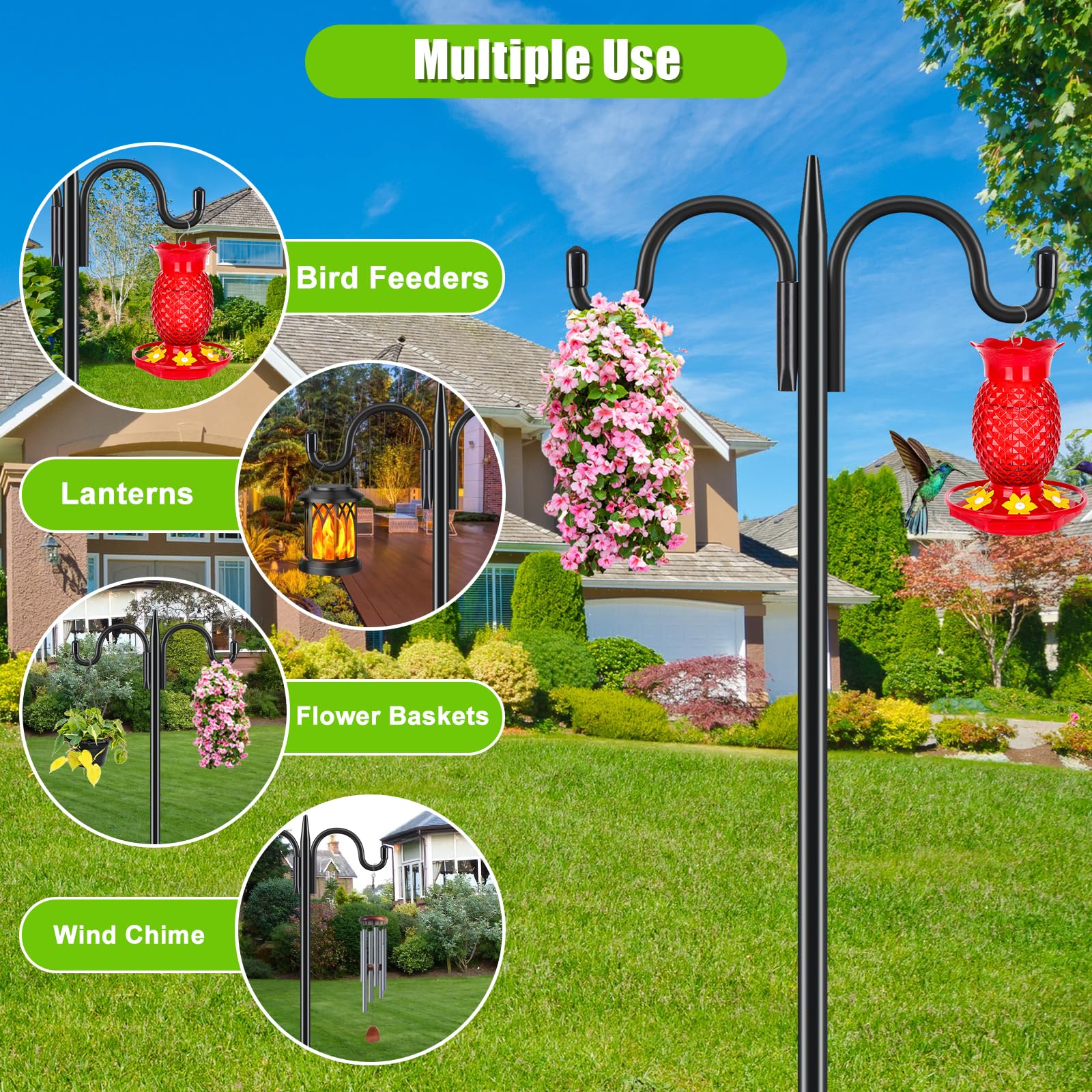 Gtongoko adjustable height shepherds hook for various plant and feeder heights
