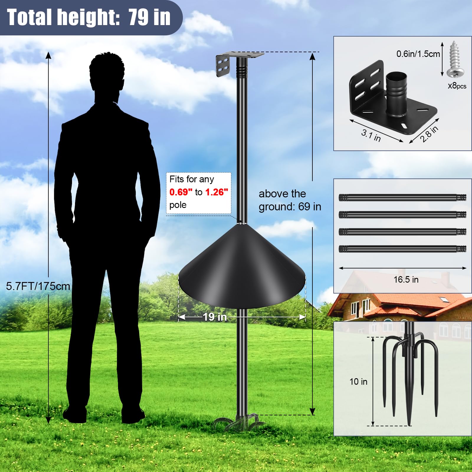 Gtongoko 19-inch squirrel baffle in PP withstands weather