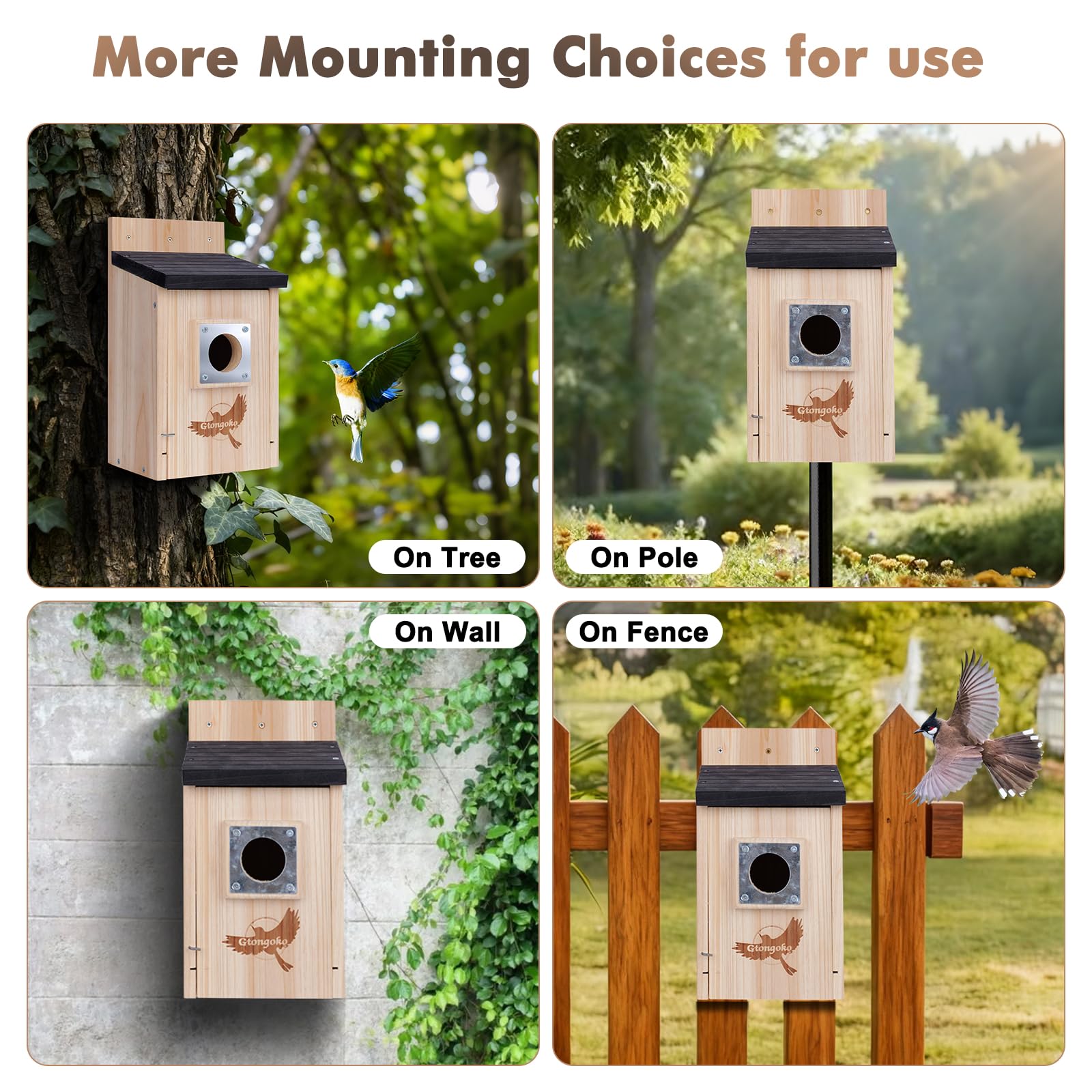 Gtongoko two-pack birdhouses for multi-yard installation.