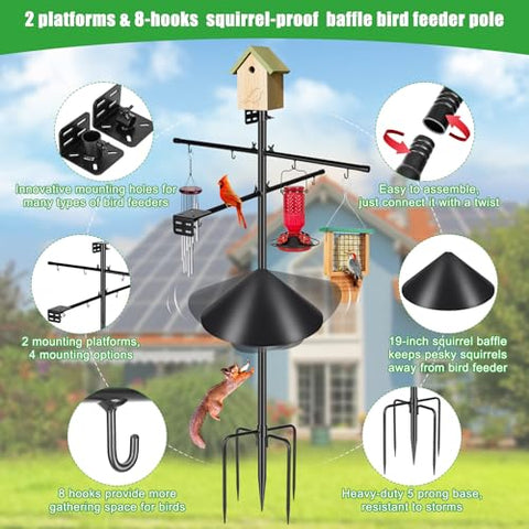 Gtongoko pole shows two platforms for multiple bird feeders