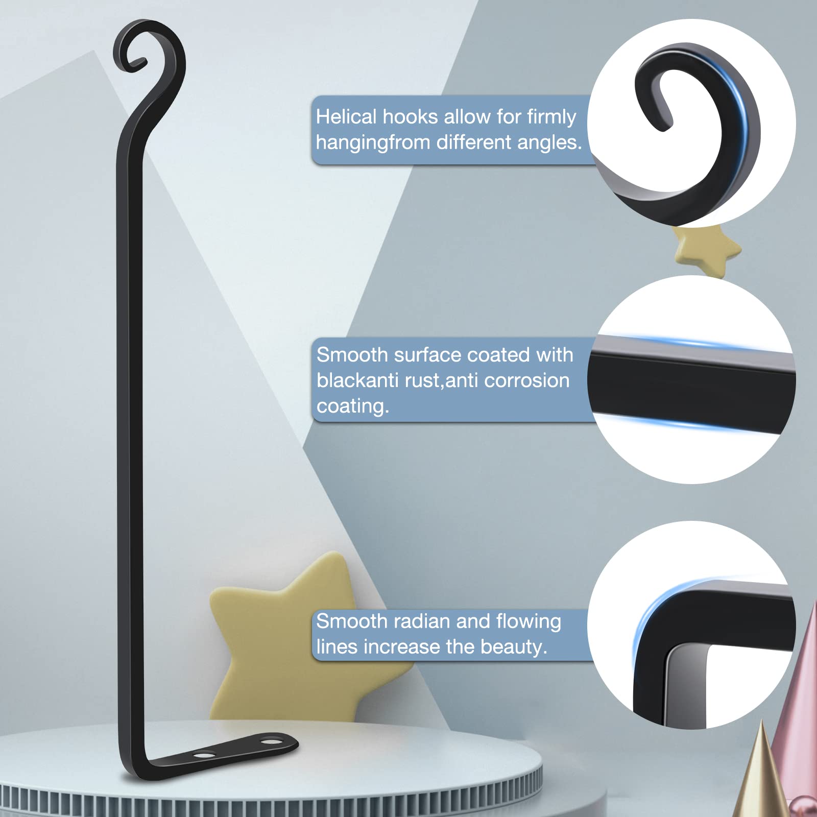 Gtongoko wall bracket plant hanger black, sleek retro design suits indoor or outdoor decor.