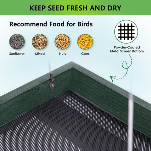 Gtongoko WPC platform bird feeder easy refill and clean with stable hanging cables