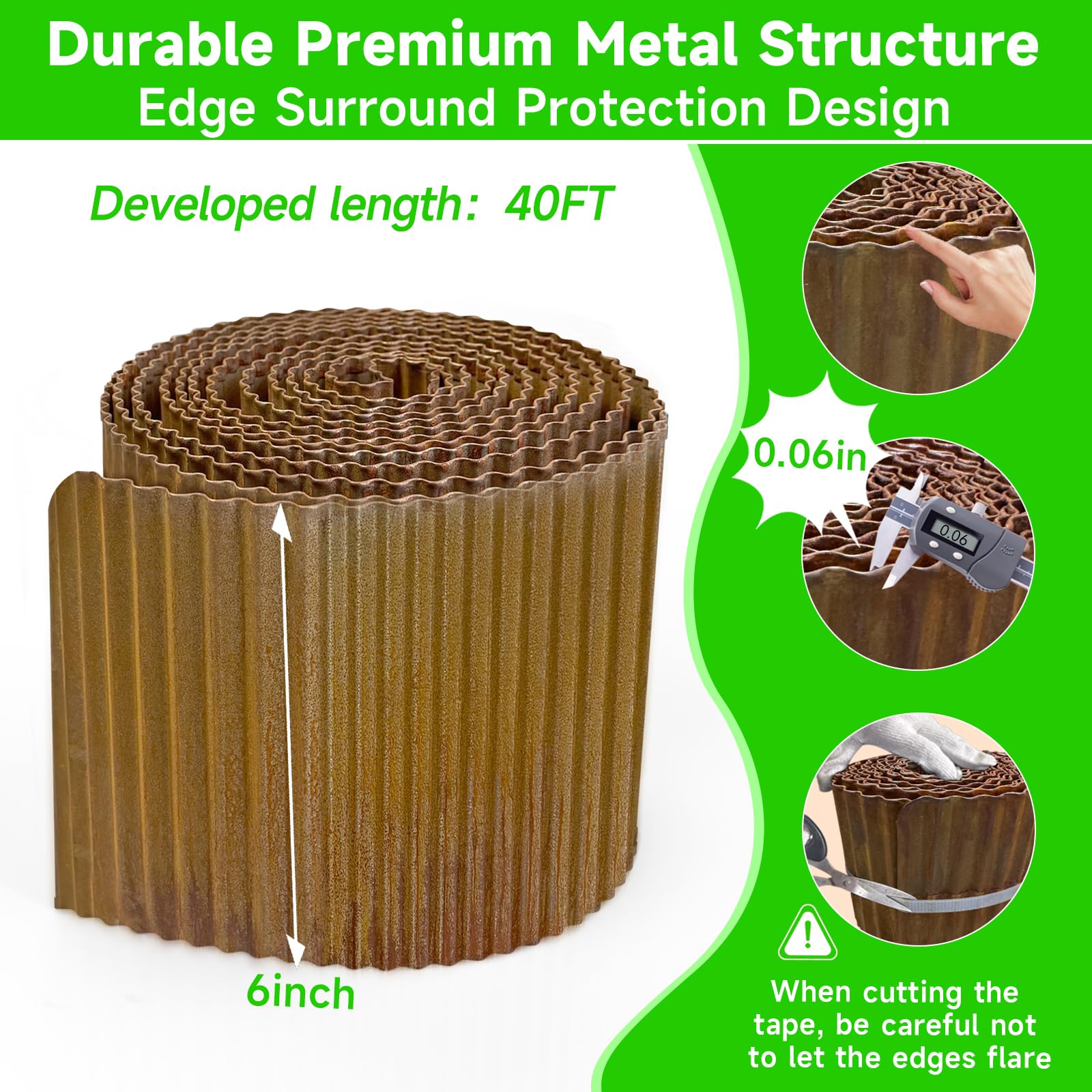 GTSABWAY corrugated edging side profile highlights flexible, weatherproof garden border.