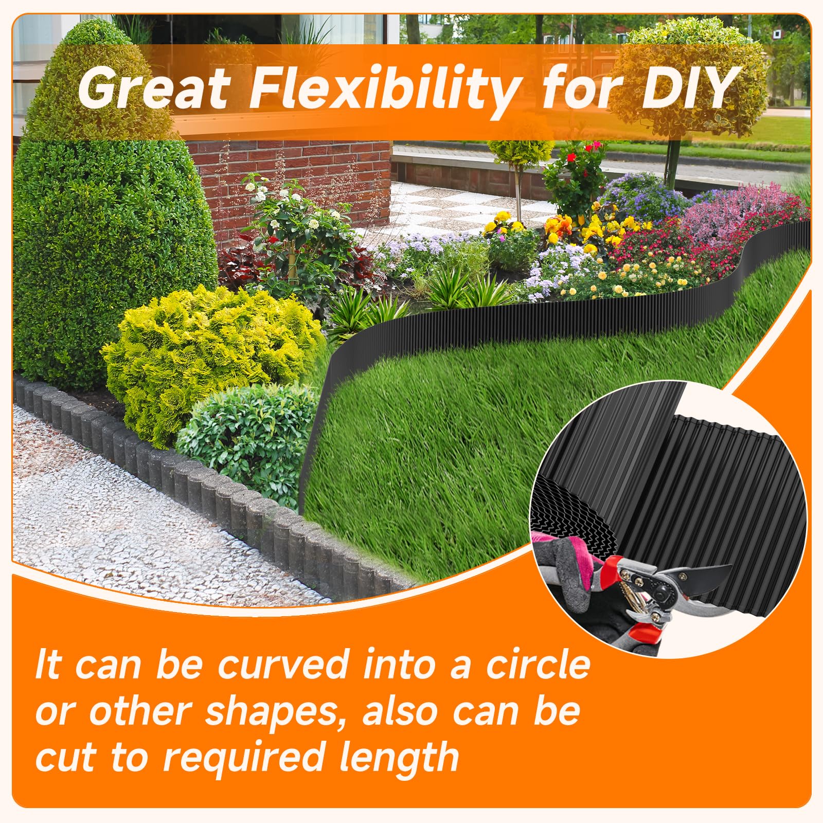 GTSABWAY edging flexibly follows curves for creative garden layouts.