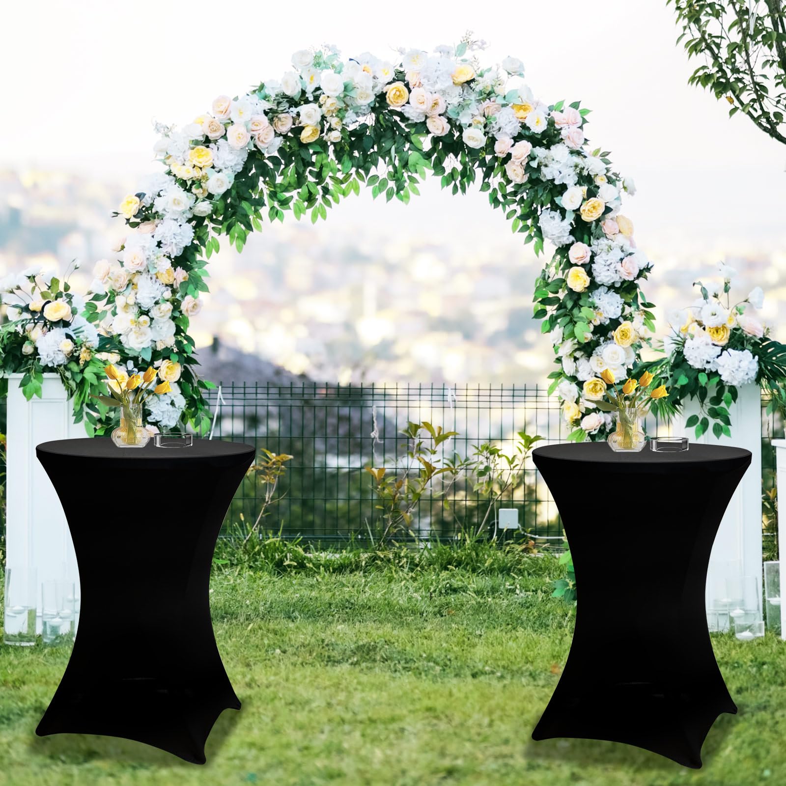 Outdoor-ready GUAGUA round patio table in white, ideal for patios and poolside entertaining.