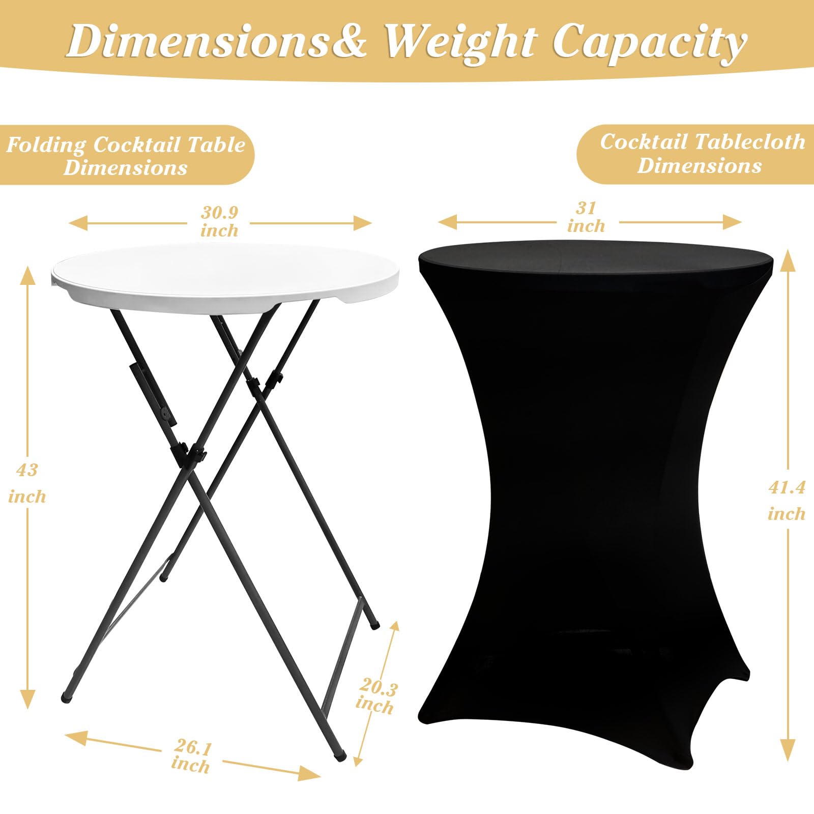 GUAGUA portable bistro-style round table, easy to transport to events.