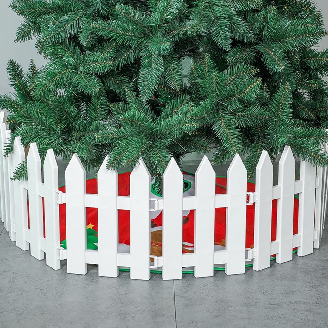 GUAN white plastic Christmas tree fence piece front view for clean framing