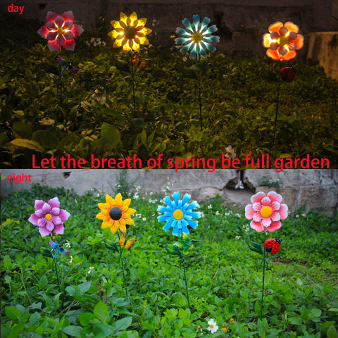 Guanfu dragonfly stake glows softly, enhancing evening decor along porch and walkway