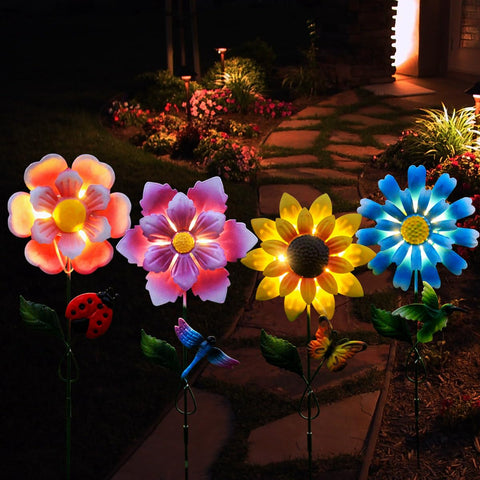 Guanfu solar garden stake rose flower in sun adds warm evening ambience to your yard