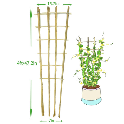 GUANGYE fan-shaped trellis close-up highlights sturdy bamboo construction.