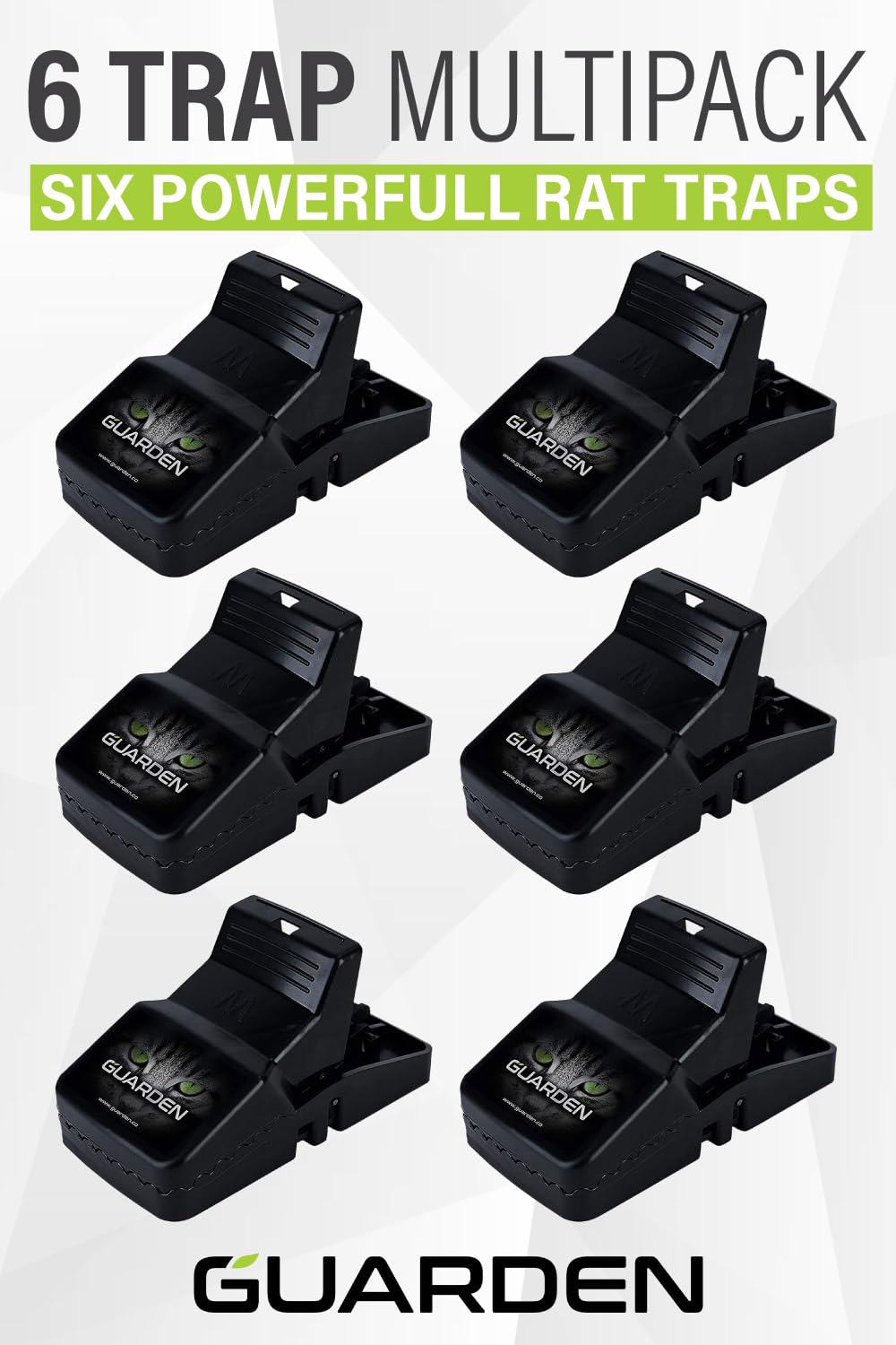 Guarden Rat Trap Six Pack features humane snap mechanism for quick kills.