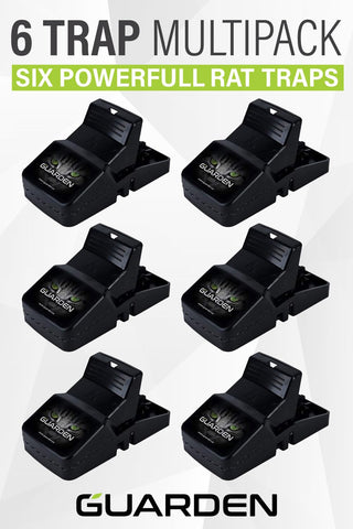 Guarden Rat Trap Six Pack features humane snap mechanism for quick kills.