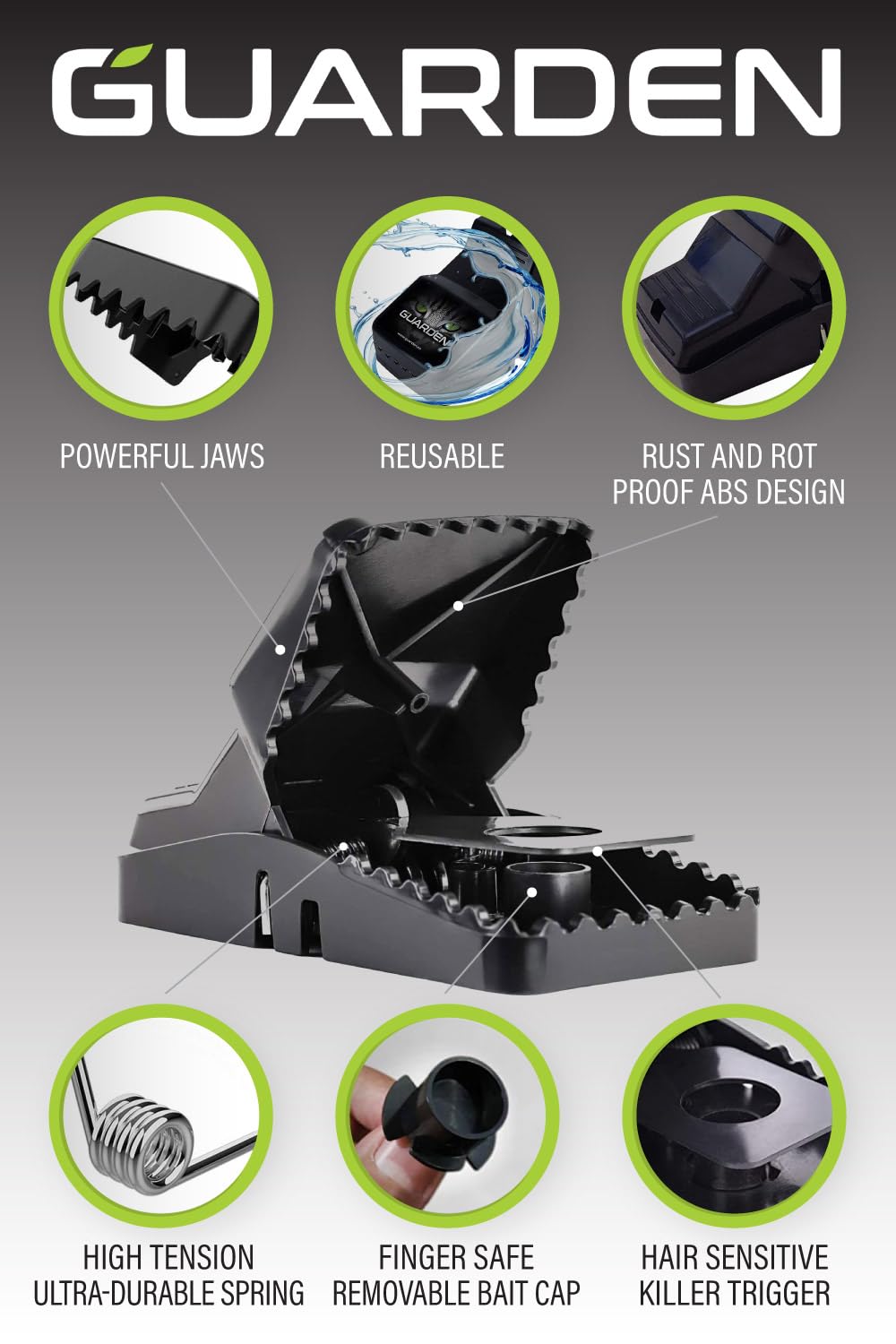 Guarden Rat Trap Six Pack positioned along walls for indoor-outdoor coverage.