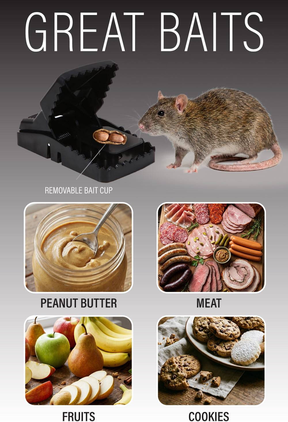 Guarden Rat Traps Indoor-sanitary-disposal-after-capture; no direct touching.