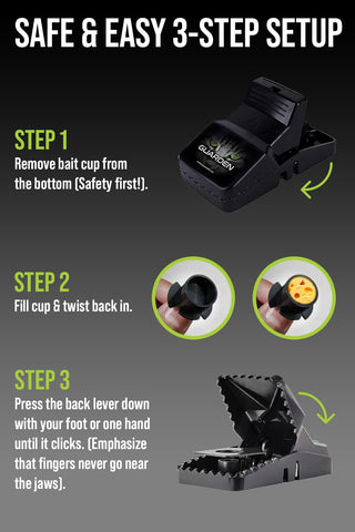Guarden Rat Traps Indoor-setting-mechanism; humane, quick catch with minimal handling.