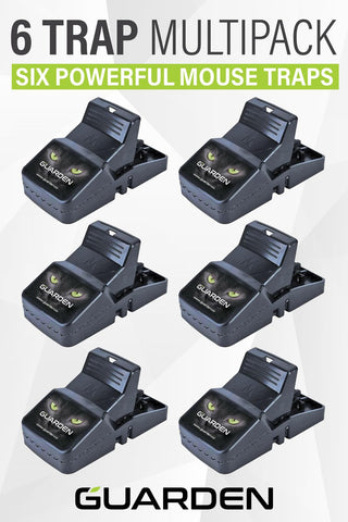 Guarden six-pack mouse traps ready for multiple entry points and efficient trapping