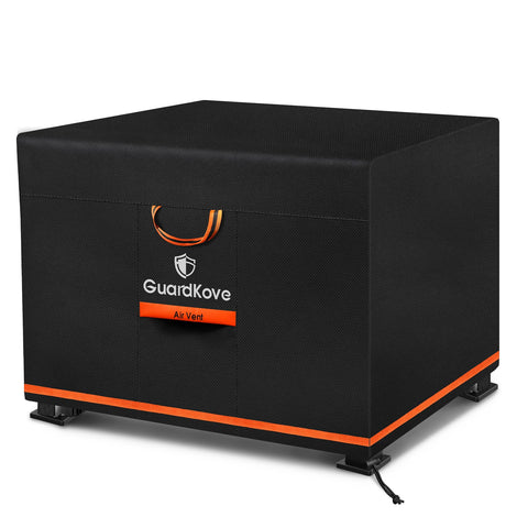 GuardKove 36in square fire pit cover fits square pits securely, protecting from wind and rain.