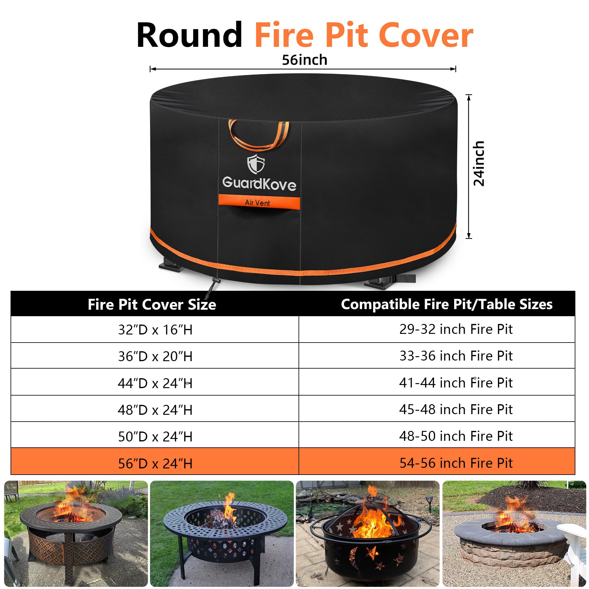GuardKove waterproof round cover keeps fire pit dry and rust-free in rain