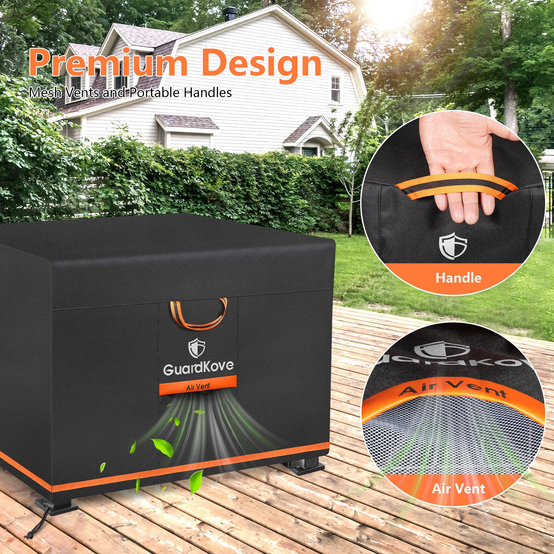 GuardKove black cover with orange trim adds modern style to any patio.