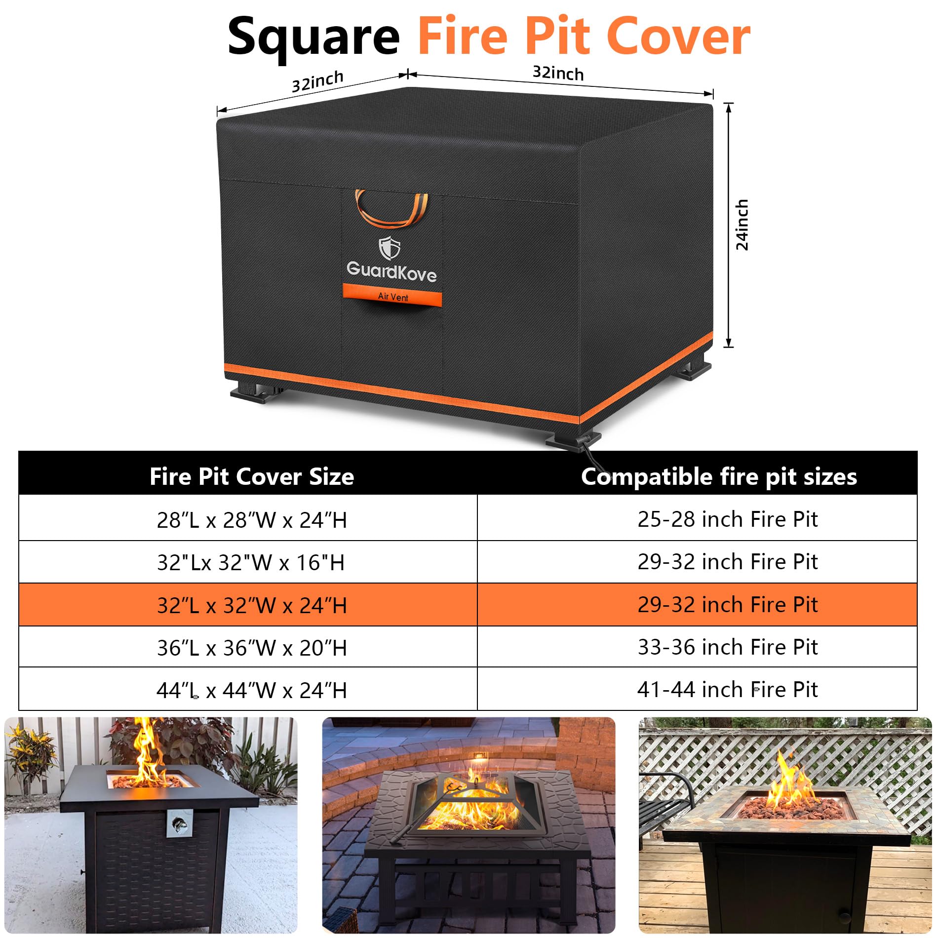 GuardKove waterproof inner coating protects a fire pit from rain and snow.