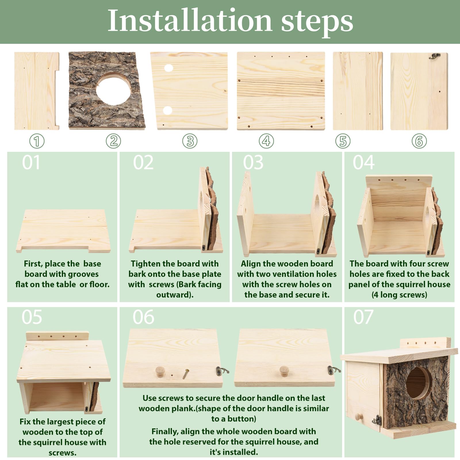 GUBEARE nesting box dimensions 11x7x9 provide ample space for squirrels.