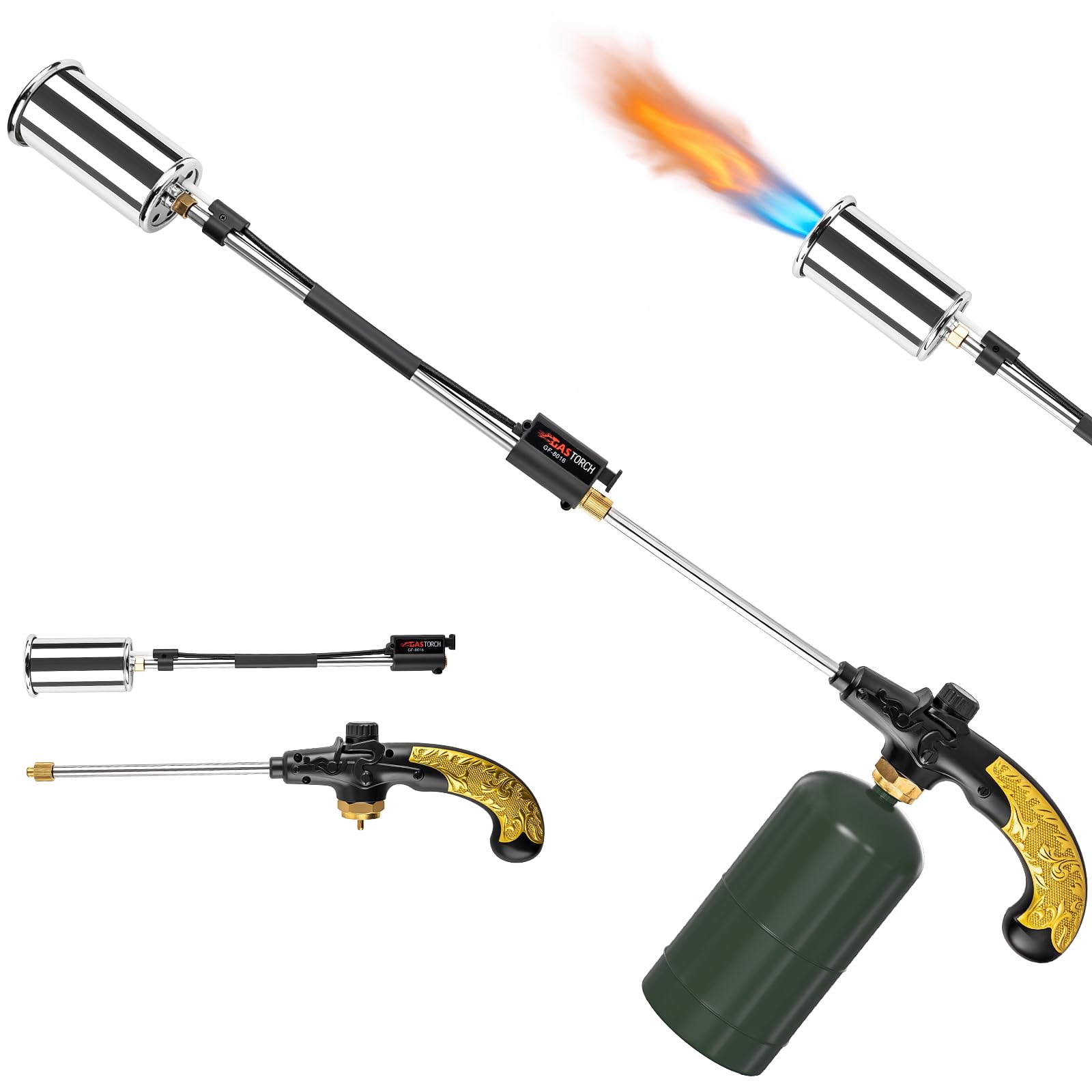 GudeKeen propane torch weed burner with adjustable flame for precise outdoor tasks.