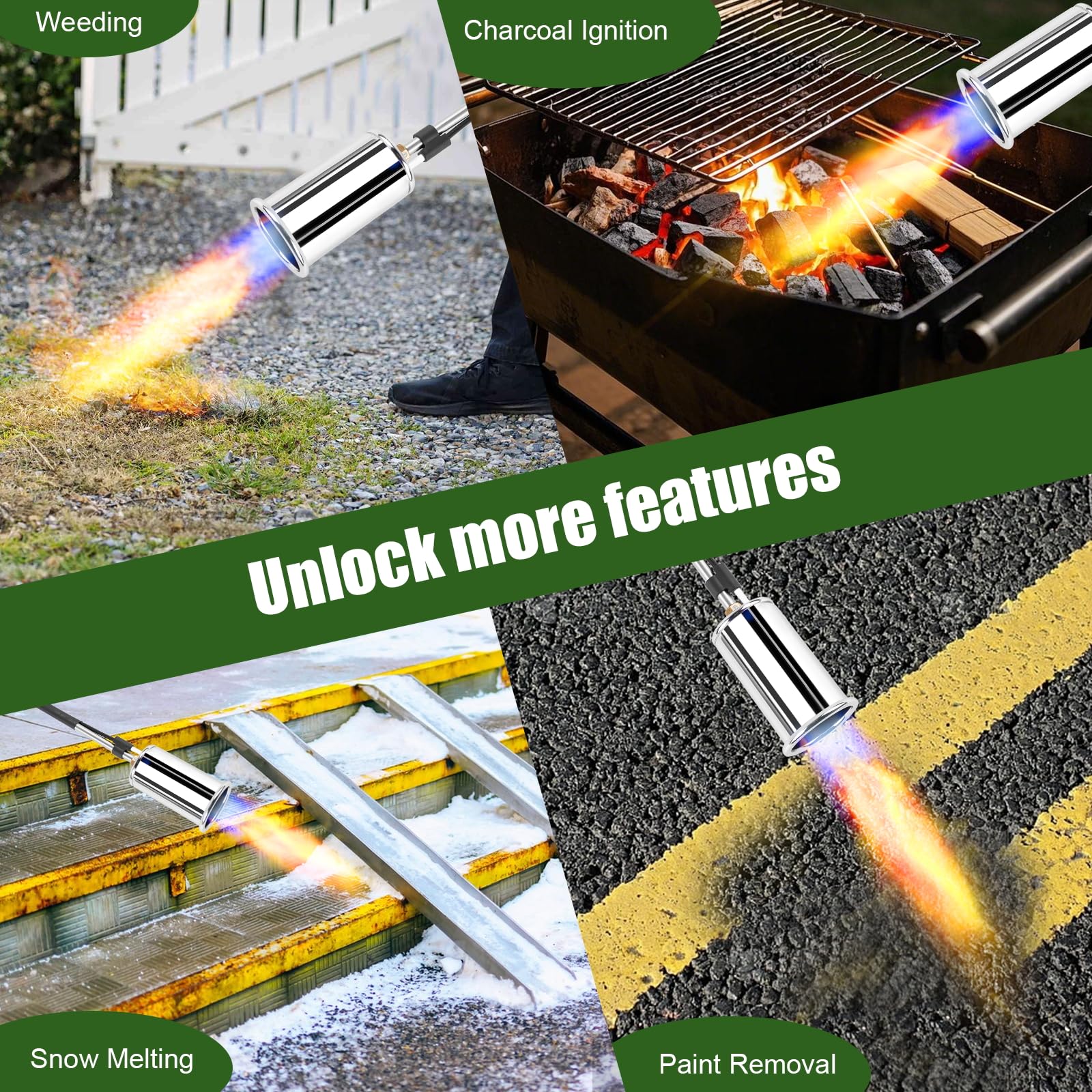 Portable torch ideal for yard work and outdoor tasks.