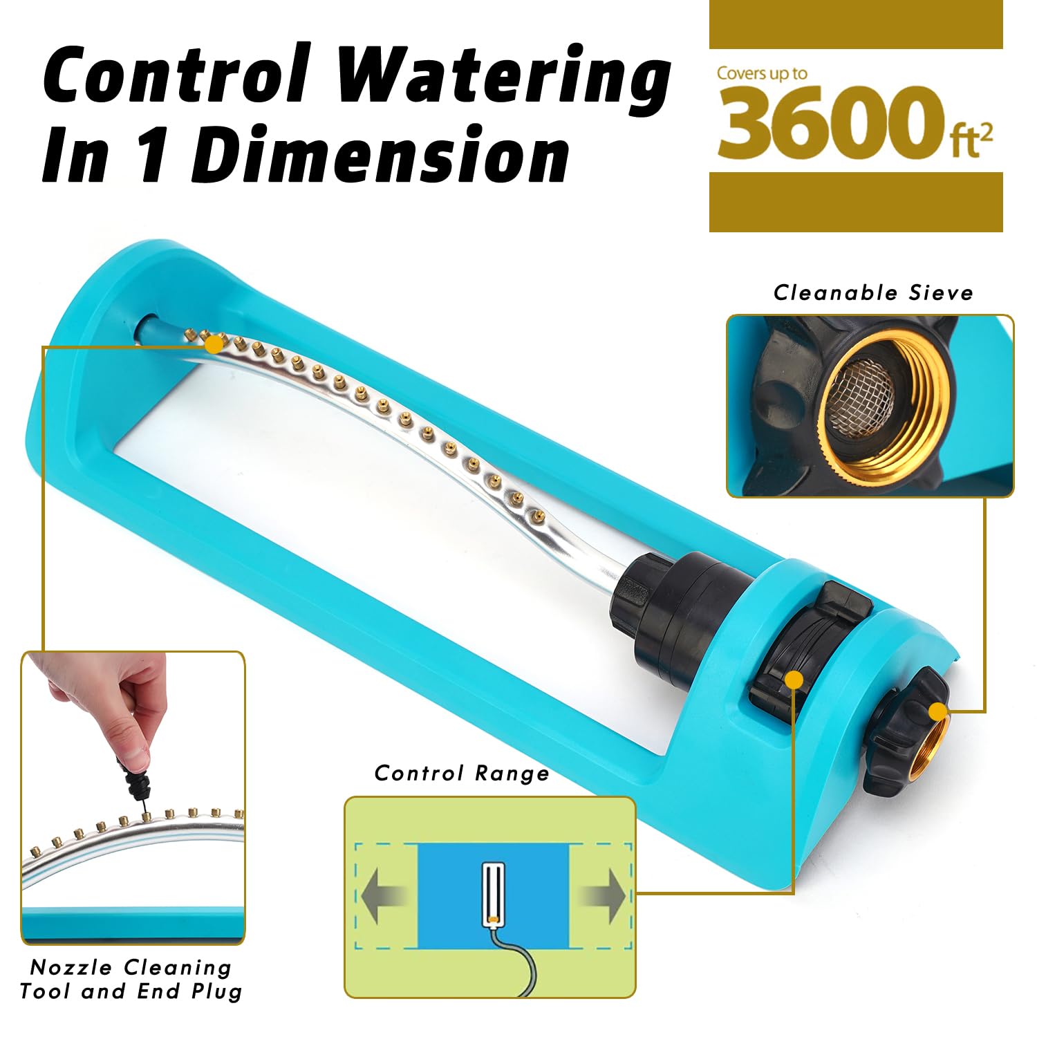 GUDWING sprinkler features adjustable flow for tailored watering patterns.