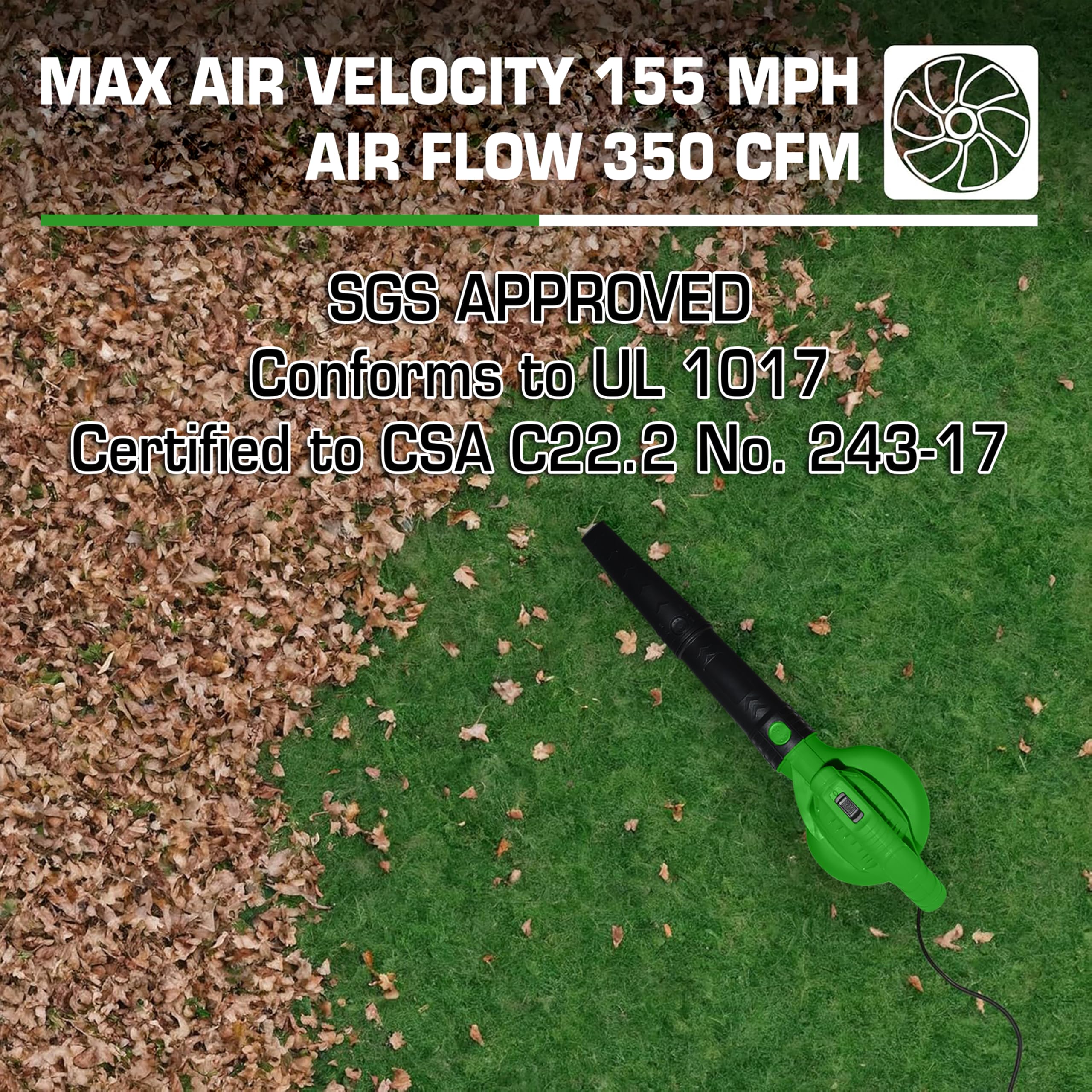 GUEDE Electric Leaf Blower nozzle-attachment aids precise debris targeting.