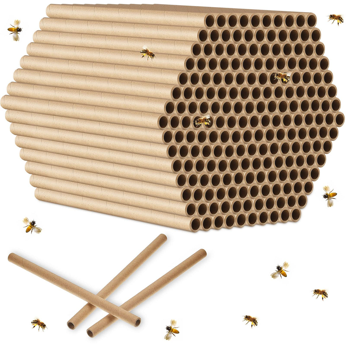 Gueevin beehive tubes pack for nesting and hive expansion in gardens.