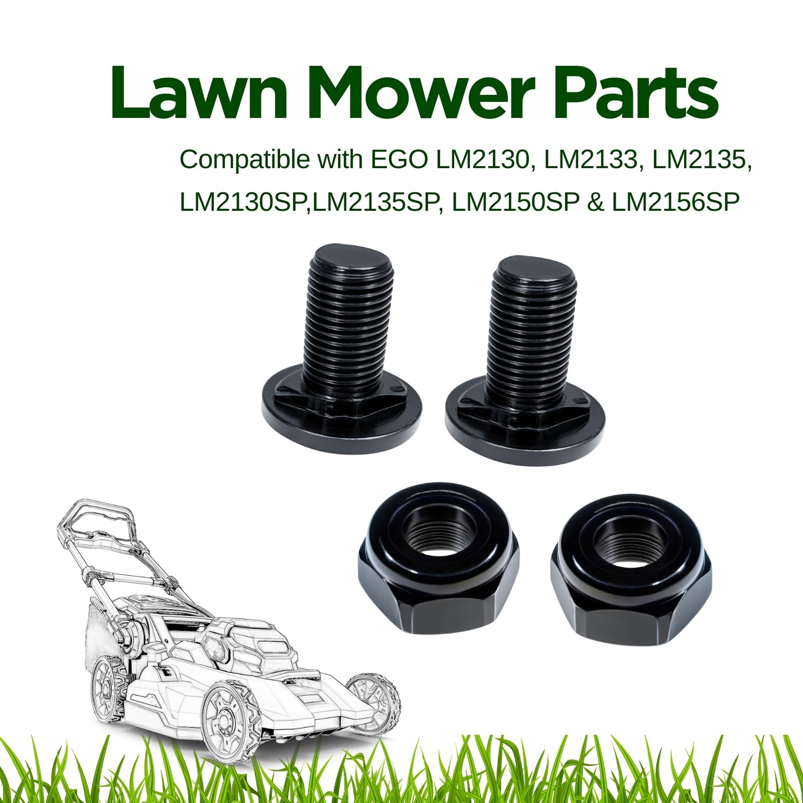 GUEMORVE lock nut keeps blades firmly attached for safe mowing.
