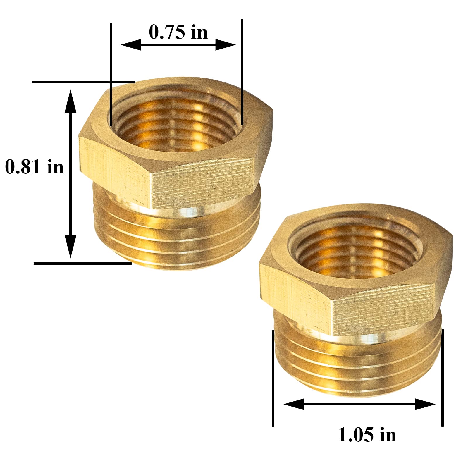 Gugaguga 3/4 GHT male to 1/2 NPT female adapter connects hoses.
