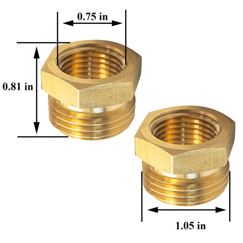Gugaguga 3/4 GHT male to 1/2 NPT female adapter connects hoses.