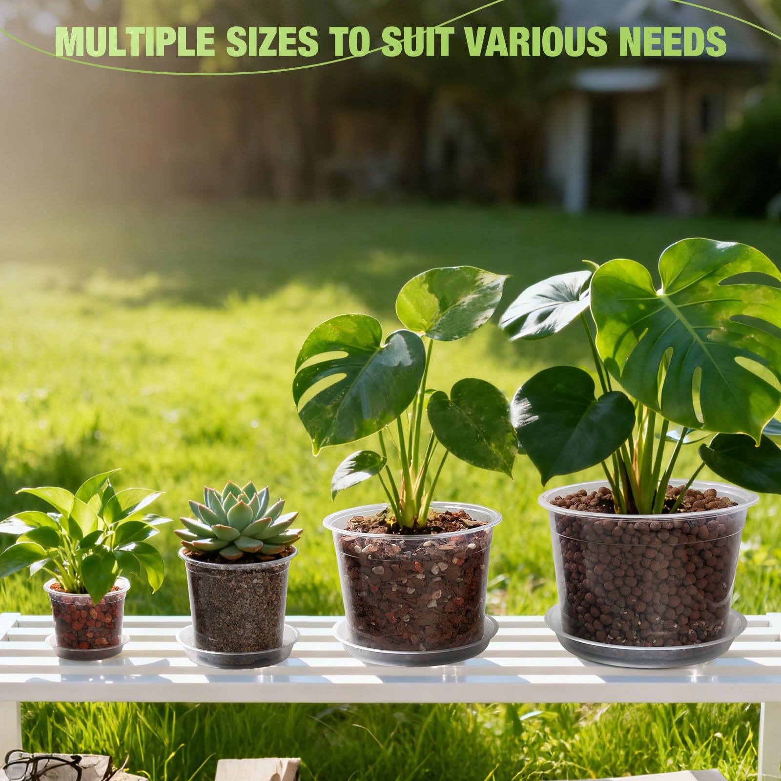 GUGEMEI clear nursery pot 10-inch with tray suitable for larger herbs and veggies
