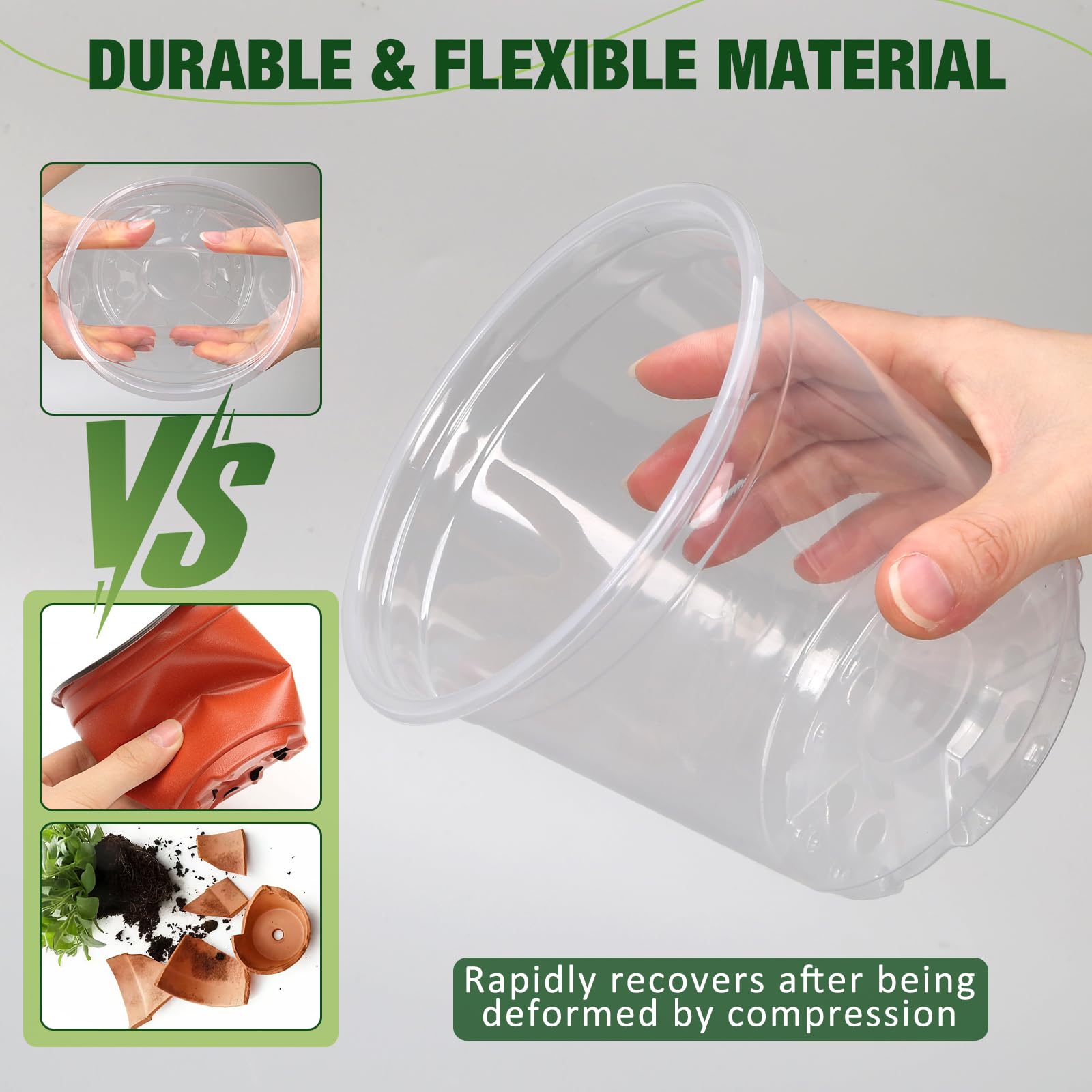 GUGEMEI clear nursery pot 6-inch with tray supports healthy roots and moisture control