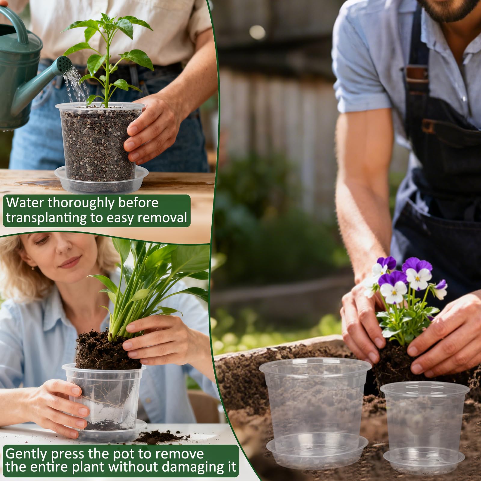 GUGEMEI clear nursery pot drainage holes prevent root rot and promote airflow