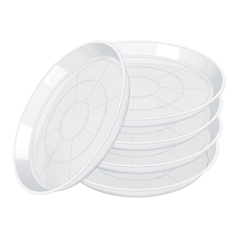 GUGEMEI 4-inch clear plant saucers viewed from top keep pots clean and water contained